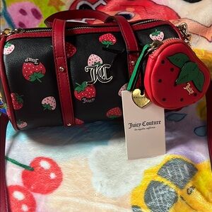 Juicy Couture Black and Red Strawberry Mini Bag